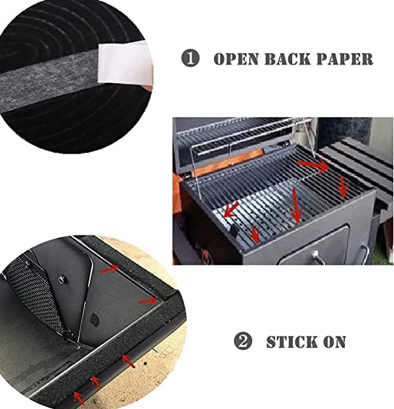 High Temperature Self Stick Felt Gasket - 2cm x 2.3m - Black Box BBQ