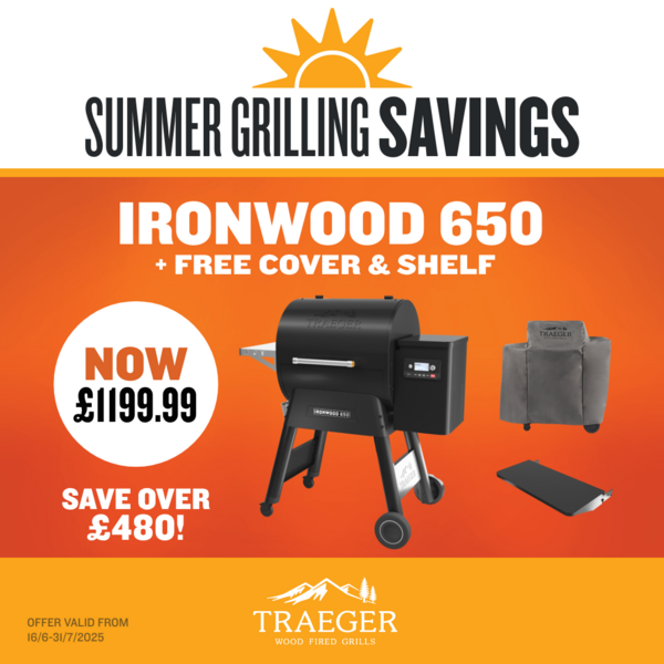 Traeger Ironwood 650 With D2 WiFIRE Controller - Plus Free Cover & Front Shelf - Black Box BBQ
