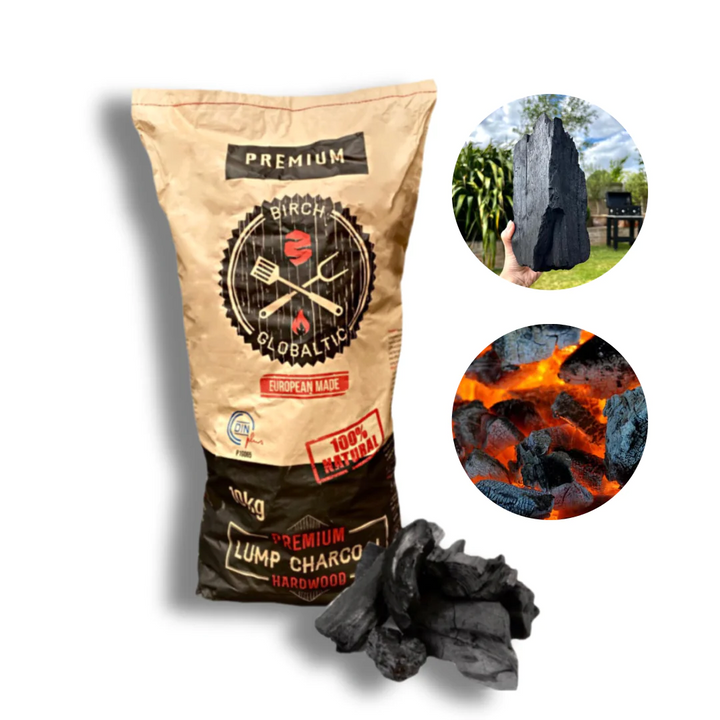 Globaltic Birch Lumpwood Charcoal 10KG Bag - Black Box BBQ