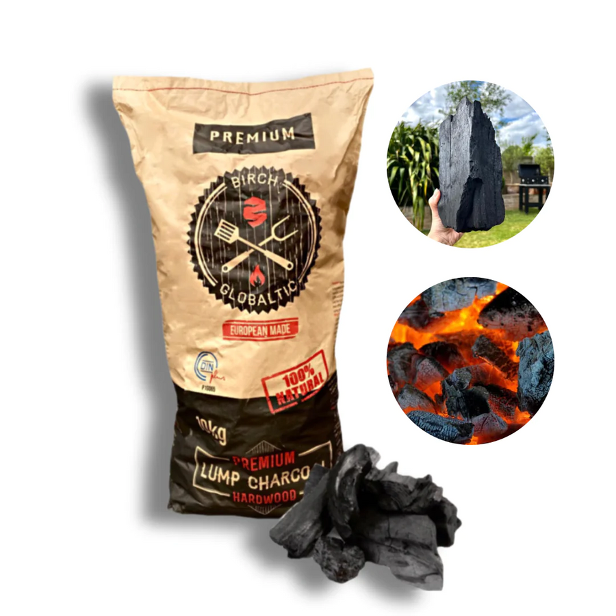 Globaltic Birch Lumpwood Charcoal 10KG Bag - Black Box BBQ