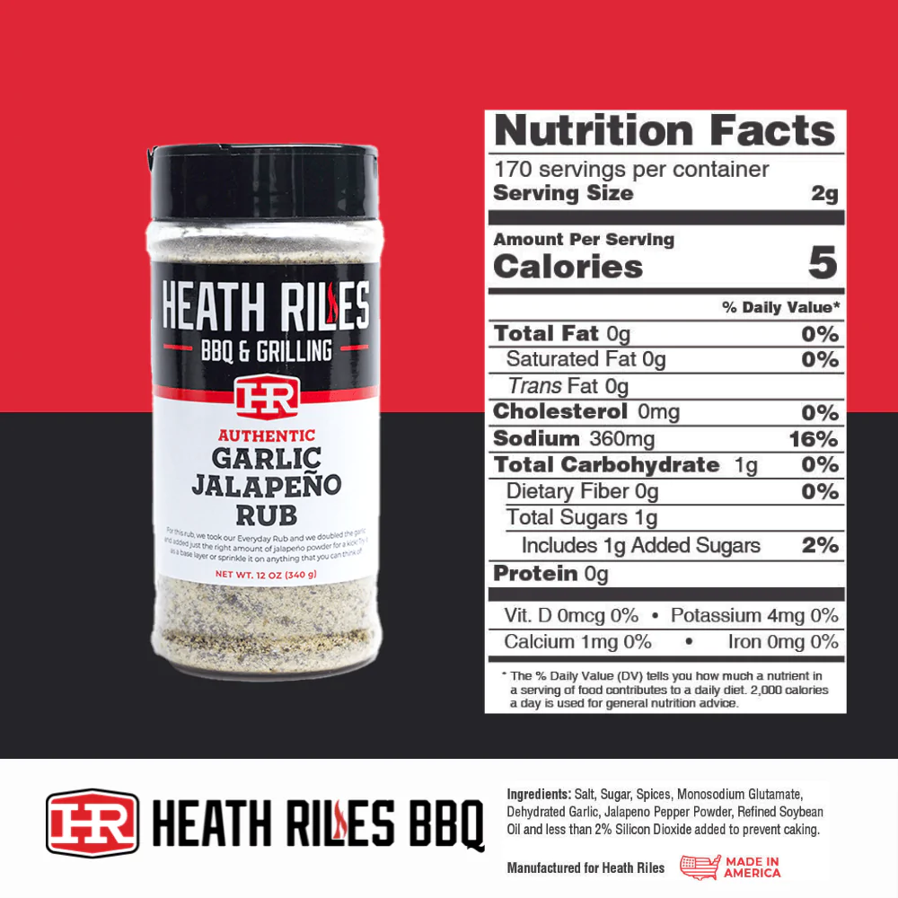 Heath Riles BBQ Garlic Jalapeño Rub - 12oz - Black Box BBQ