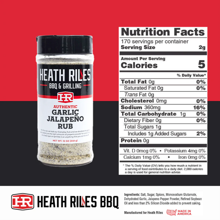 Heath Riles BBQ Garlic Jalapeño Rub - 12oz - Black Box BBQ