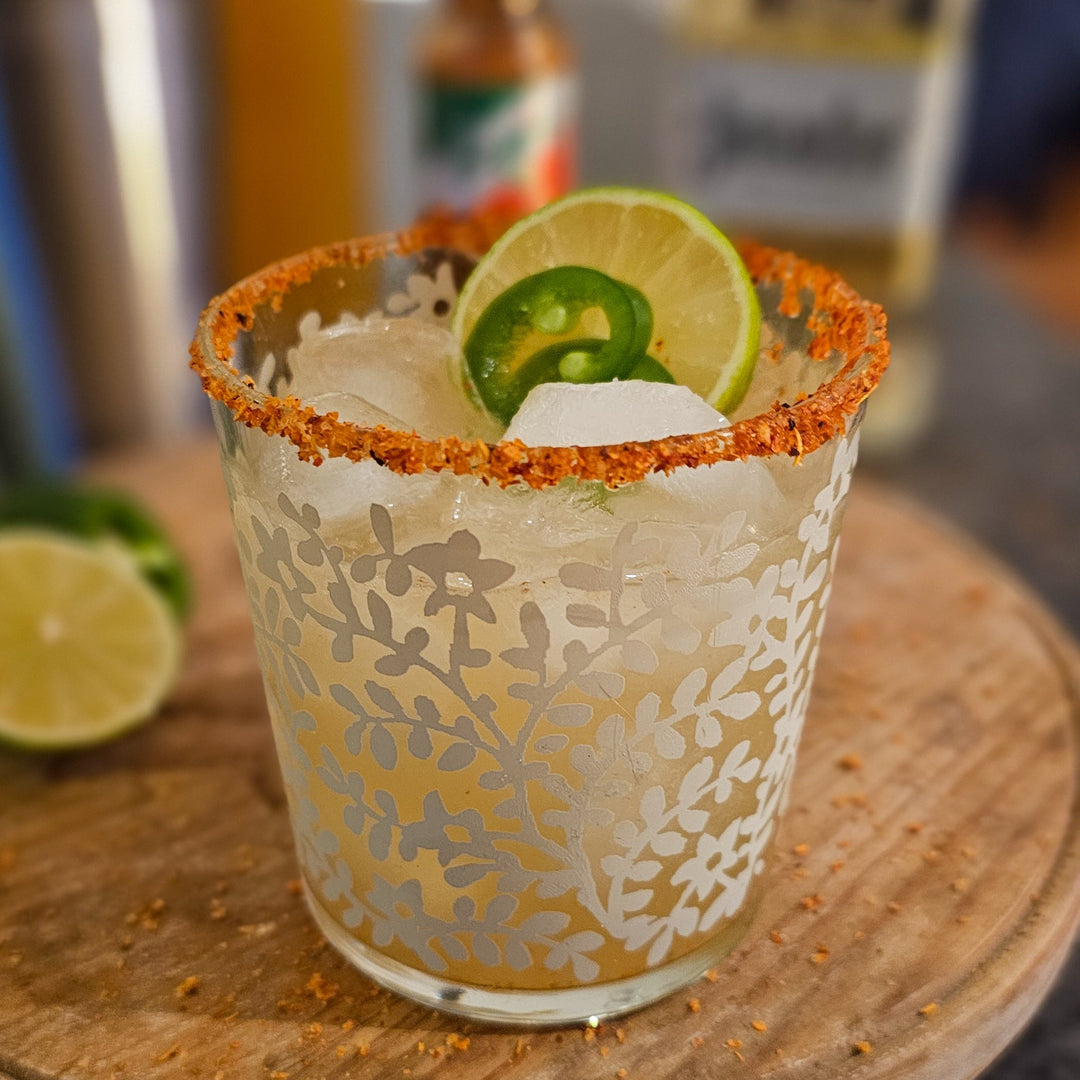 Smoked Lime Margarita Recipe with Tajín & Jalapeño Garnish