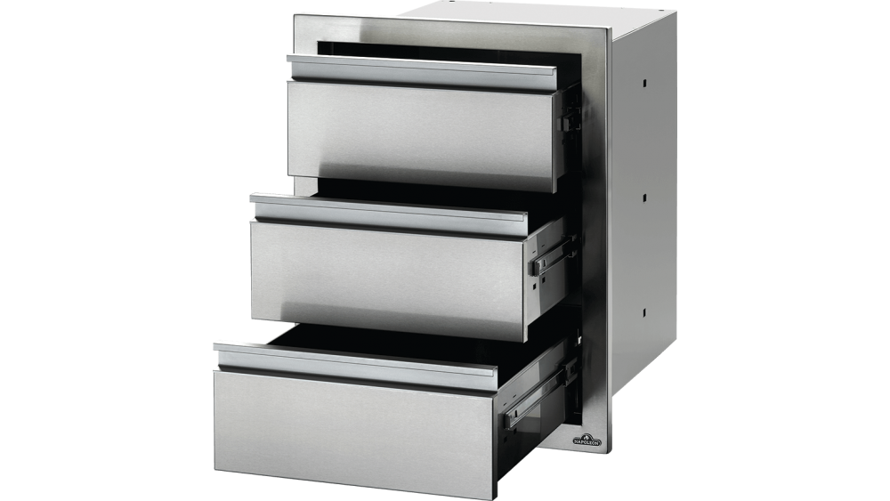 Napoleon Stainless Steel Built In Triple Drawer - BI-1824-3DR - Black Box BBQ