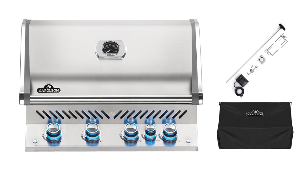Napoleon Prestige BIPRO500 Built In Gas BBQ + Free Rotisserie & Cover - Black Box BBQ