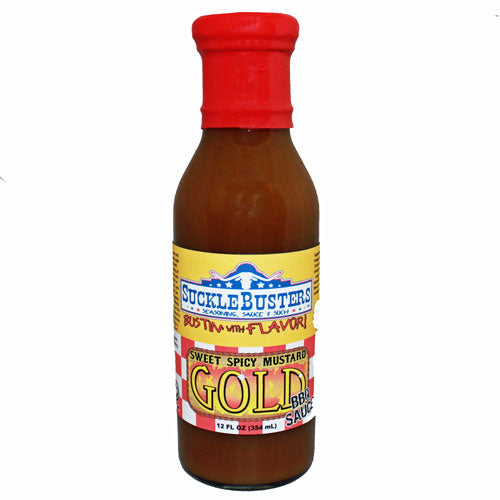 SuckleBusters Gold Sweet Spicy Mustard BBQ Sauce - 354ml (12fl oz) - Black Box BBQ