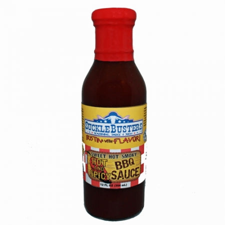 SuckleBusters Hot & Spicy BBQ Sauce - 354ml (12fl oz) - Black Box BBQ