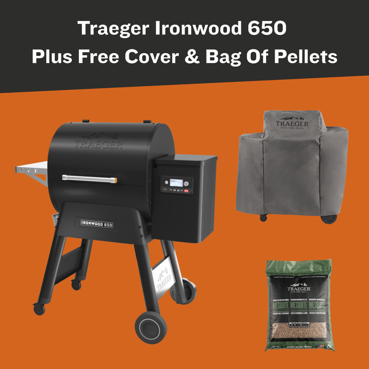 Traeger Ironwood 650 With D2 WiFIRE Controller - Plus Free Cover & Bag of Pellets