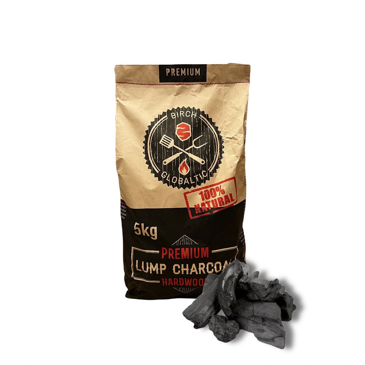 Globaltic Birch Lumpwood Charcoal 5KG Bag - Black Box BBQ