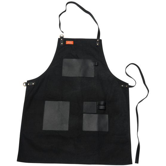 Grilling Apron - Black Canvas and Leather - Black Box BBQ